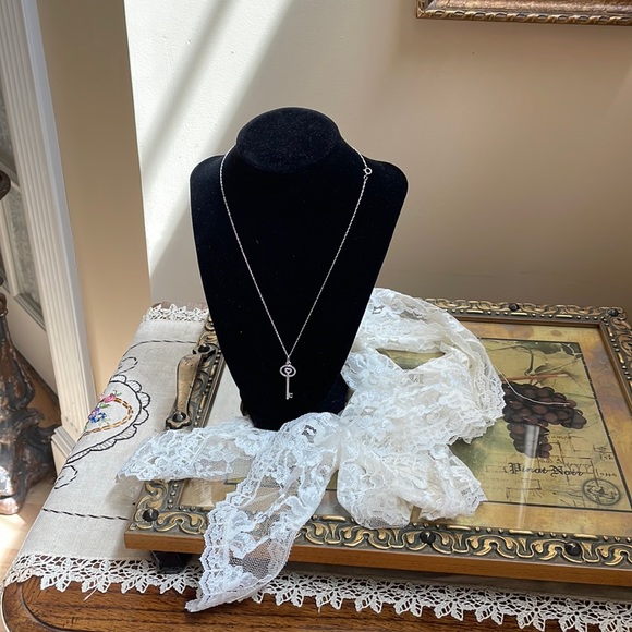 Sterling Diamond Key Pendant Necklace - Picture 2 of 8